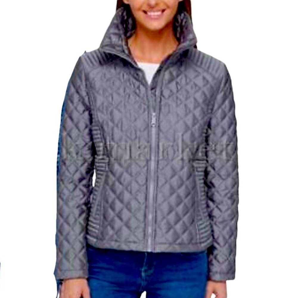 Andrew Marc New York metallic pewter gray quilted puffer snow jacket size S